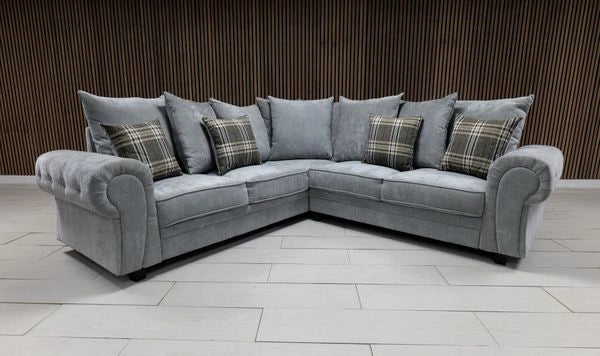 Gamzo Outlet Verona scatter back corner sofa with plush cushions and modern design, shown in a stylish living room setting.