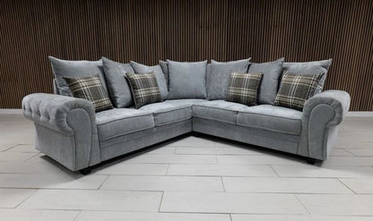 Gamzo Outlet Verona scatter back corner sofa with plush cushions and modern design, shown in a stylish living room setting.