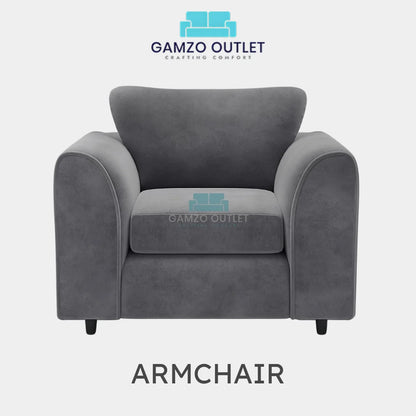 PLUSH FABRIC FULL BACK SOFA SET - Gamzo Outlet