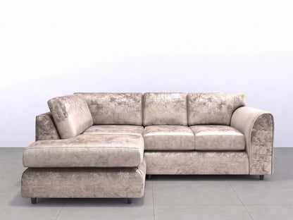 Crushed Velvet Full Back L Shape Sofa