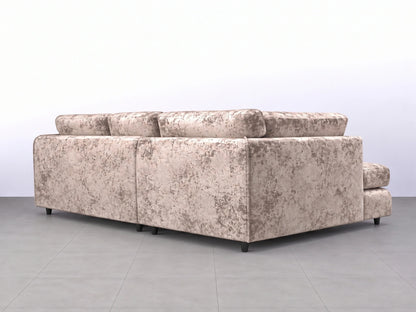 Crushed Velvet Full Back L Shape Sofa