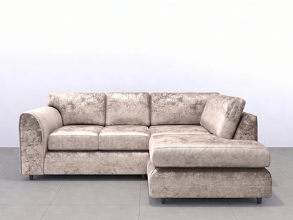 Crushed Velvet Full Back L Shape Sofa