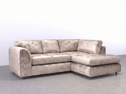 Crushed Velvet Full Back L Shape Sofa