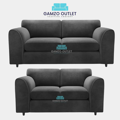 PLUSH FABRIC FULL BACK SOFA SET - Gamzo Outlet