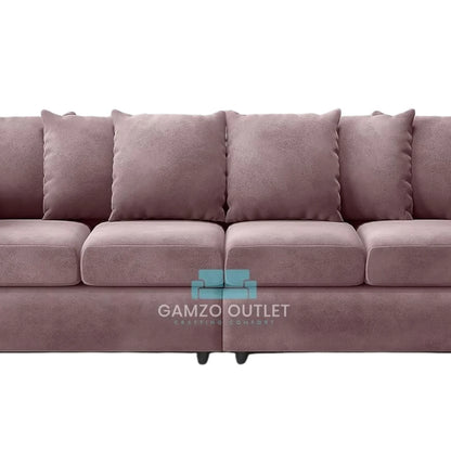 Plush Fabric 4 Seater Scatter Back Sofa