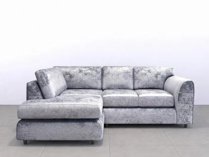 Crushed Velvet Full Back L Shape Sofa