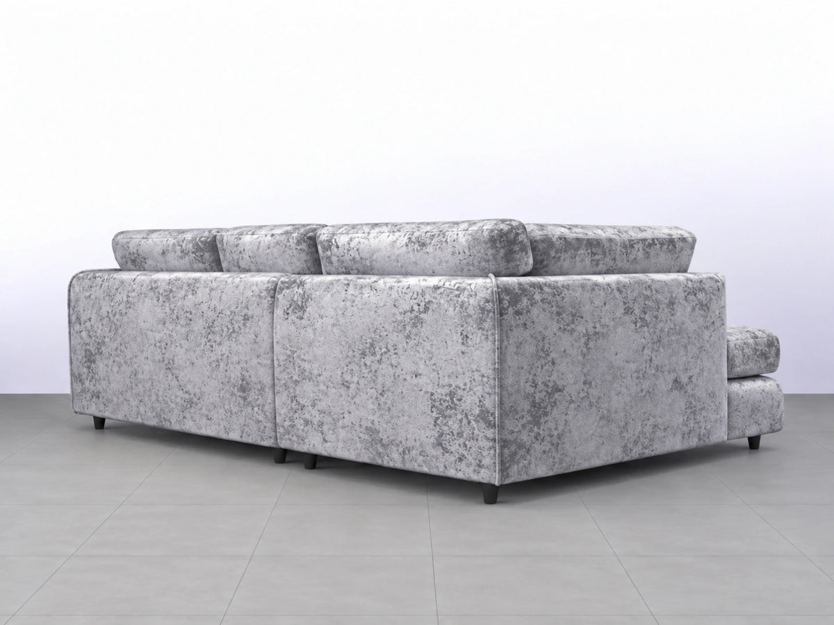 Crushed Velvet Full Back L Shape Sofa