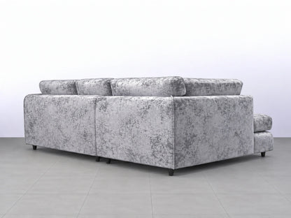 Crushed Velvet Full Back L Shape Sofa