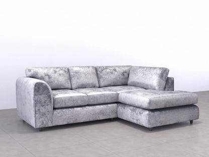 Crushed Velvet Full Back L Shape Sofa