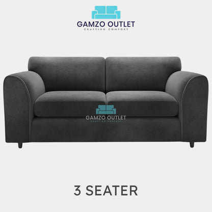 PLUSH FABRIC FULL BACK SOFA SET - Gamzo Outlet
