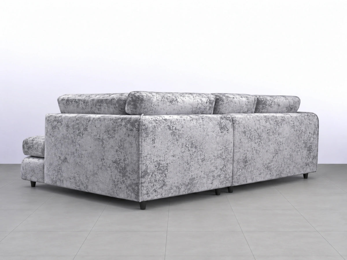 Crushed Velvet Full Back L Shape Sofa