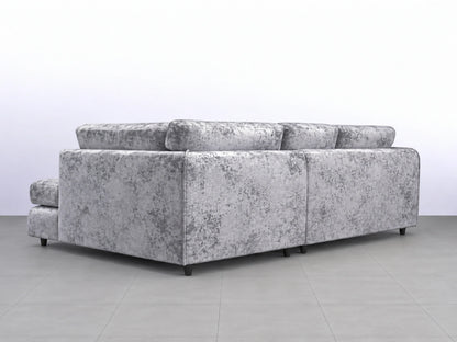 Crushed Velvet Full Back L Shape Sofa