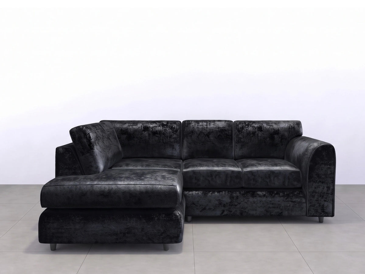 Crushed Velvet Full Back L Shape Sofa