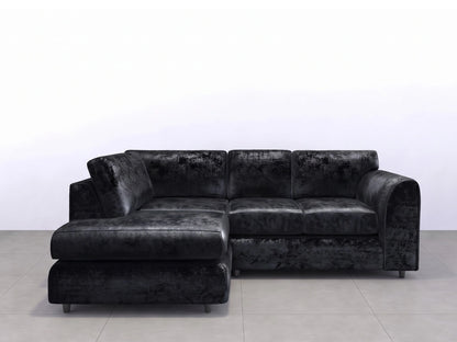 Crushed Velvet Full Back L Shape Sofa