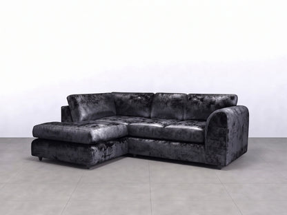 Crushed Velvet Full Back L Shape Sofa