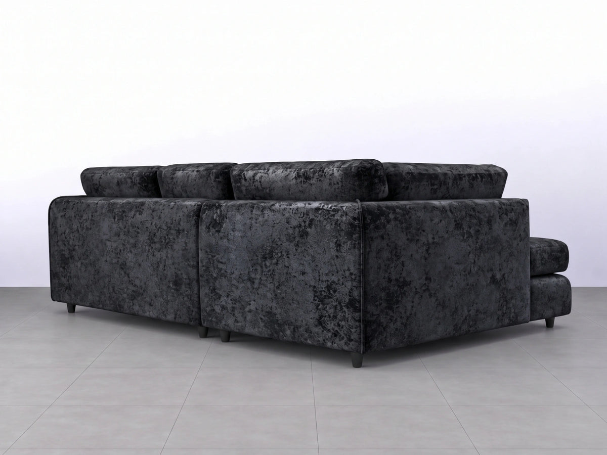 Crushed Velvet Full Back L Shape Sofa