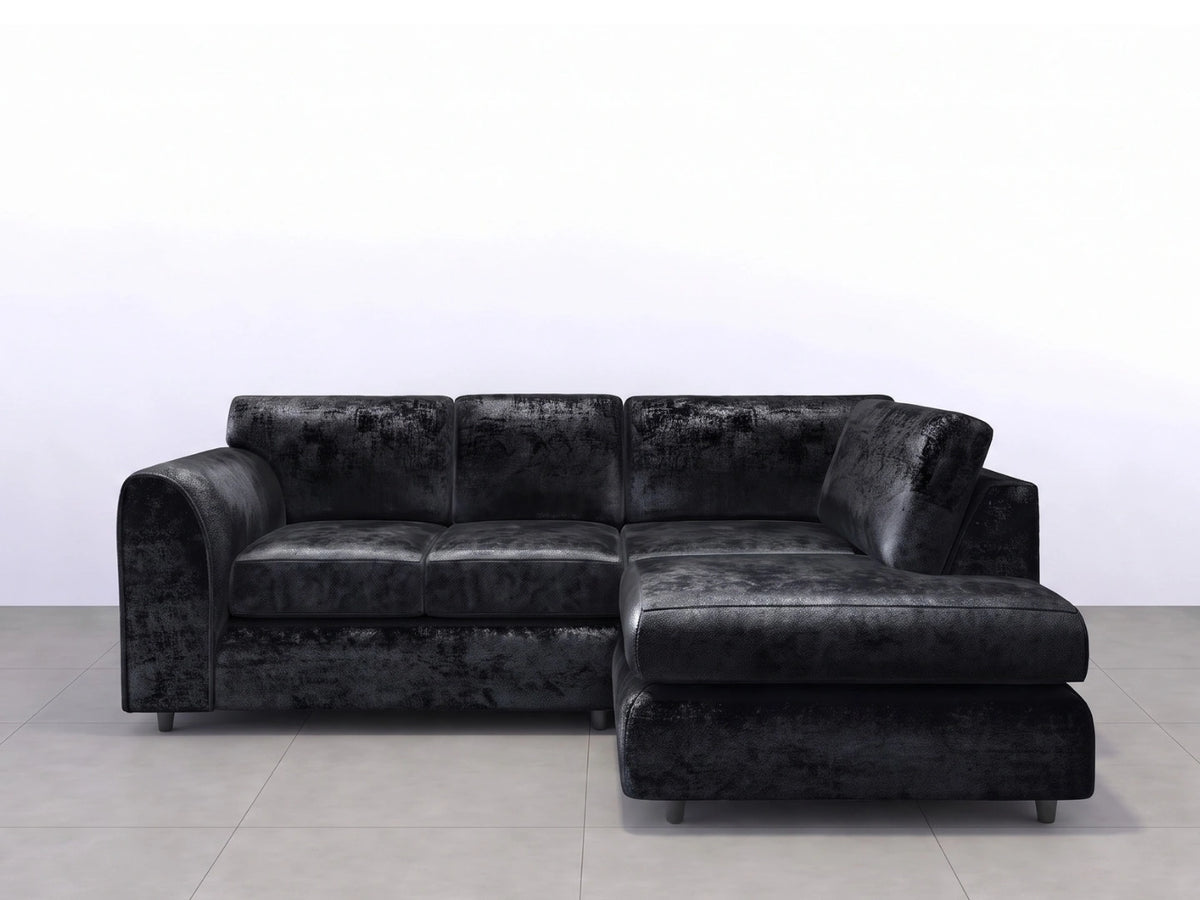 Crushed Velvet Full Back L Shape Sofa