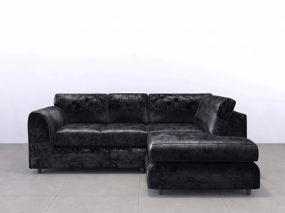 Crushed Velvet Full Back L Shape Sofa