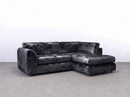 Crushed Velvet Full Back L Shape Sofa