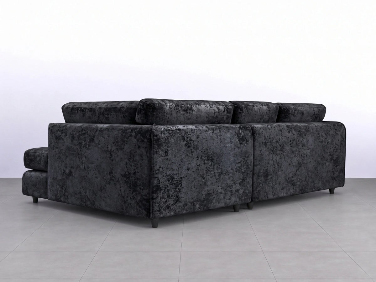 Crushed Velvet Full Back L Shape Sofa