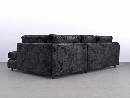 Crushed Velvet Full Back L Shape Sofa