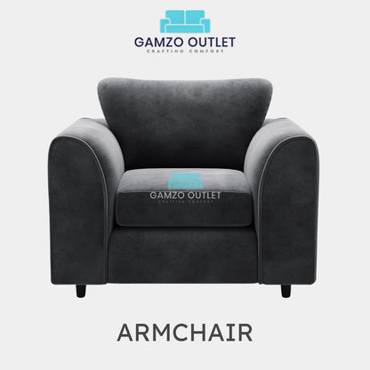 PLUSH FABRIC FULL BACK SOFA SET - Gamzo Outlet