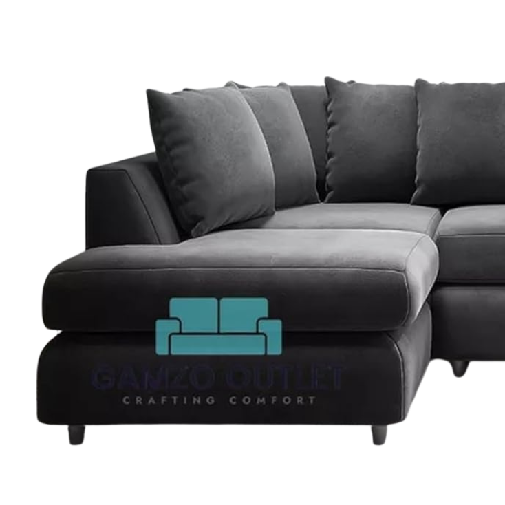 PLUSH VELVET SCATTER BACK L SHAPE SOFA