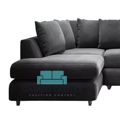 PLUSH VELVET SCATTER BACK L SHAPE SOFA