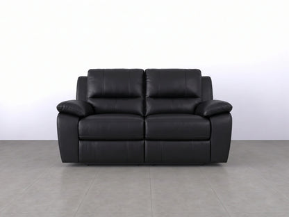 Black Model R Recliner Sofa from Gamzo Outlet, showing a comfortable two-seat recliner with plush cushions and modern design.