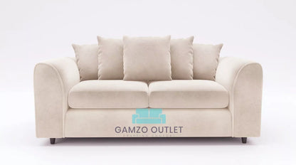 Plush Fabric 3 Seater Scatter Back Sofa