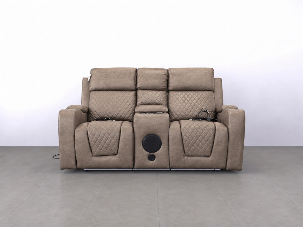 Mocha 2-seater Model B electric recliner sofa by Gamzo Outlet with plush fabric and modern design, perfect for comfortable seating.