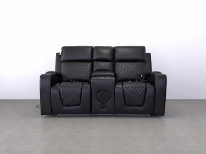 Black Model B electric recliner sofa by Gamzo Outlet, showing a comfortable 2-seater with plush cushions and modern design.