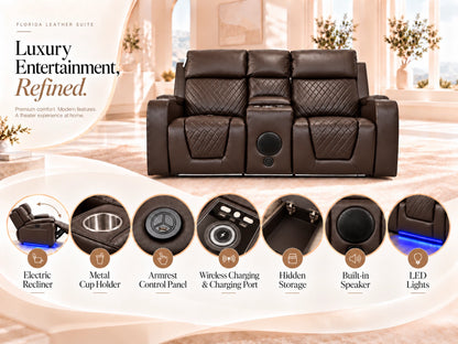 Brown Model B electric recliner 2-seater sofa by Gamzo Outlet with plush cushions and modern design.