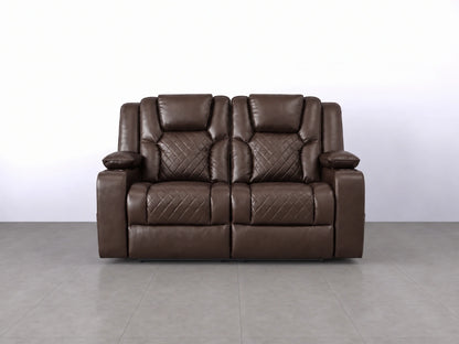 Brown Model O electric recliner 2-seater sofa by Gamzo Outlet with plush cushions and modern design.
