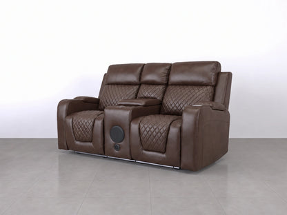 Brown Model B electric recliner sofa by Gamzo Outlet, showing the cozy 2-seater sofa in a living room setting.