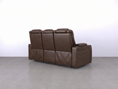Brown Model B electric recliner sofa from Gamzo Outlet, showing a two-seat design with plush cushions and modern style.