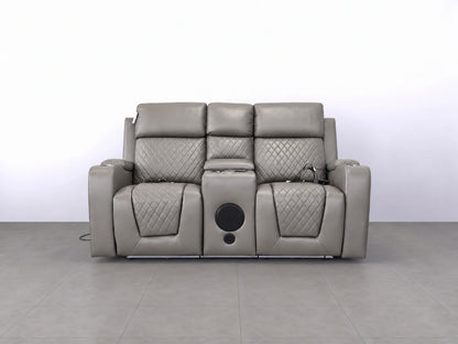 Gray Model B electric recliner sofa from Gamzo Outlet, 2-seater with plush cushions and modern design for comfortable seating.
