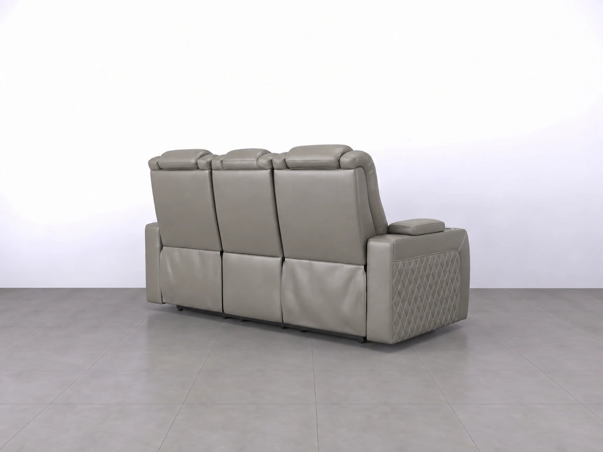 Grey Model B electric recliner sofa by Gamzo Outlet, featuring a 2-seater design with plush cushions and modern style.