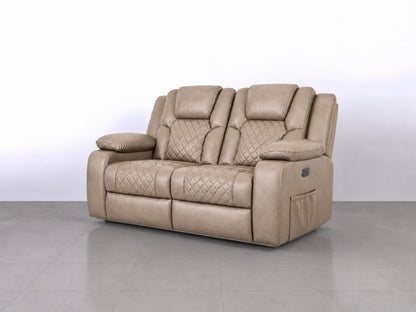 Mocha Model O electric recliner sofa from Gamzo Outlet, showing a comfortable 2-seater fabric sofa with reclining features.
