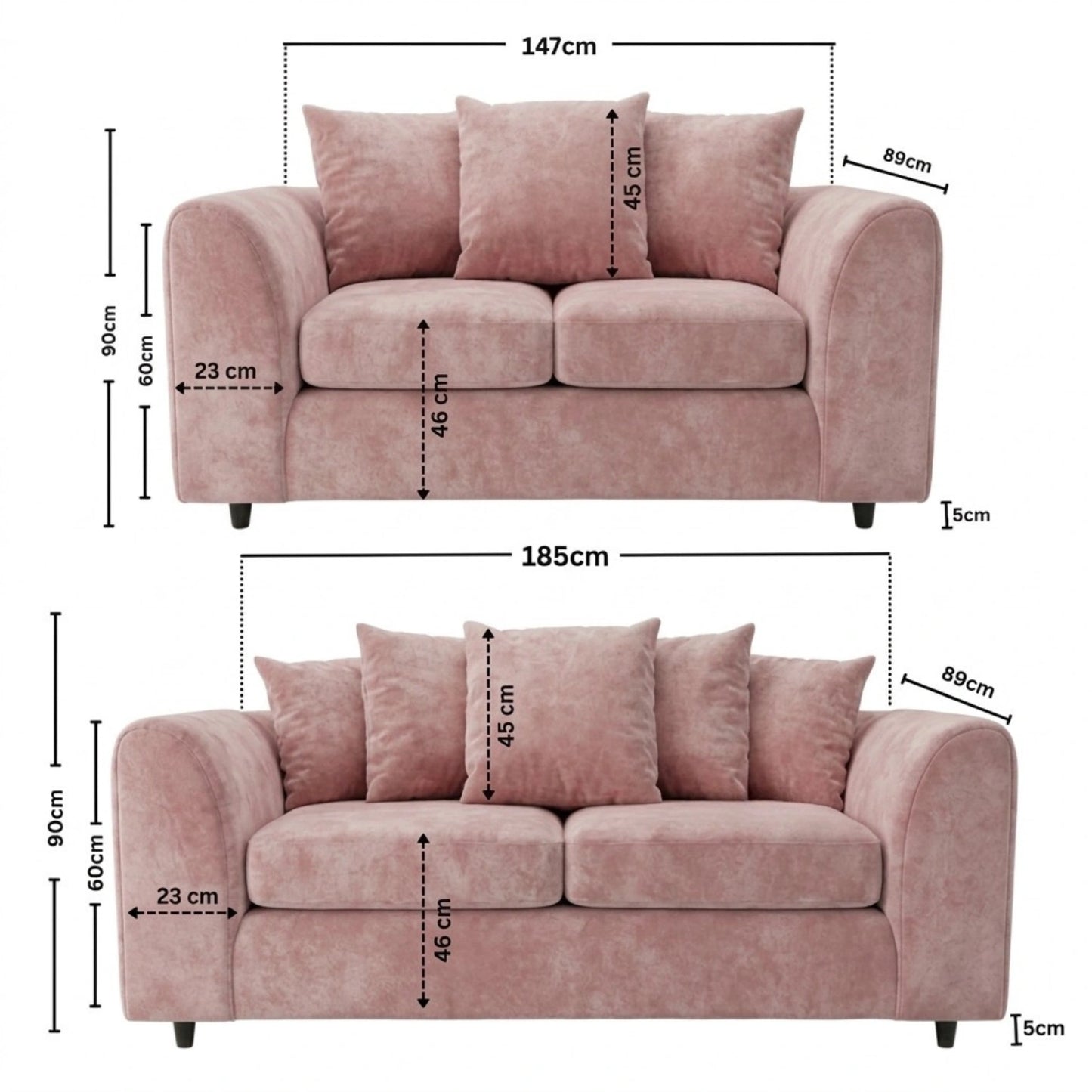 3+2 seater Pink