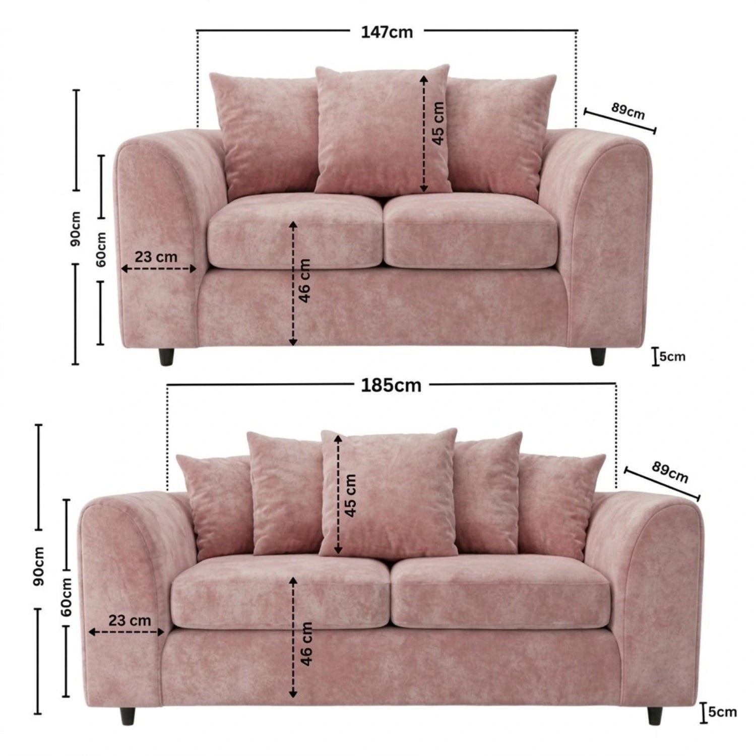 3+2 seater Pink