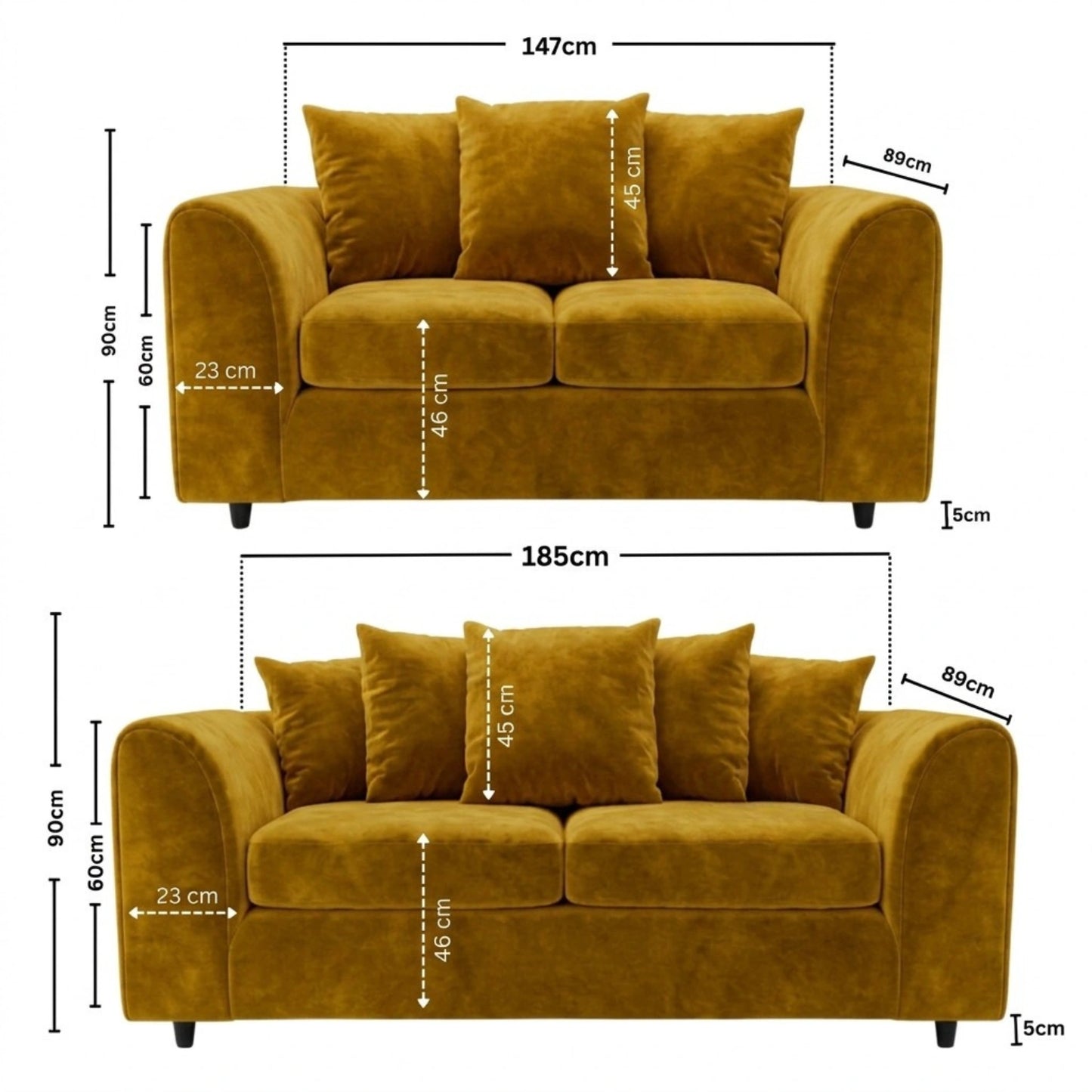 3+2 seater Mustard