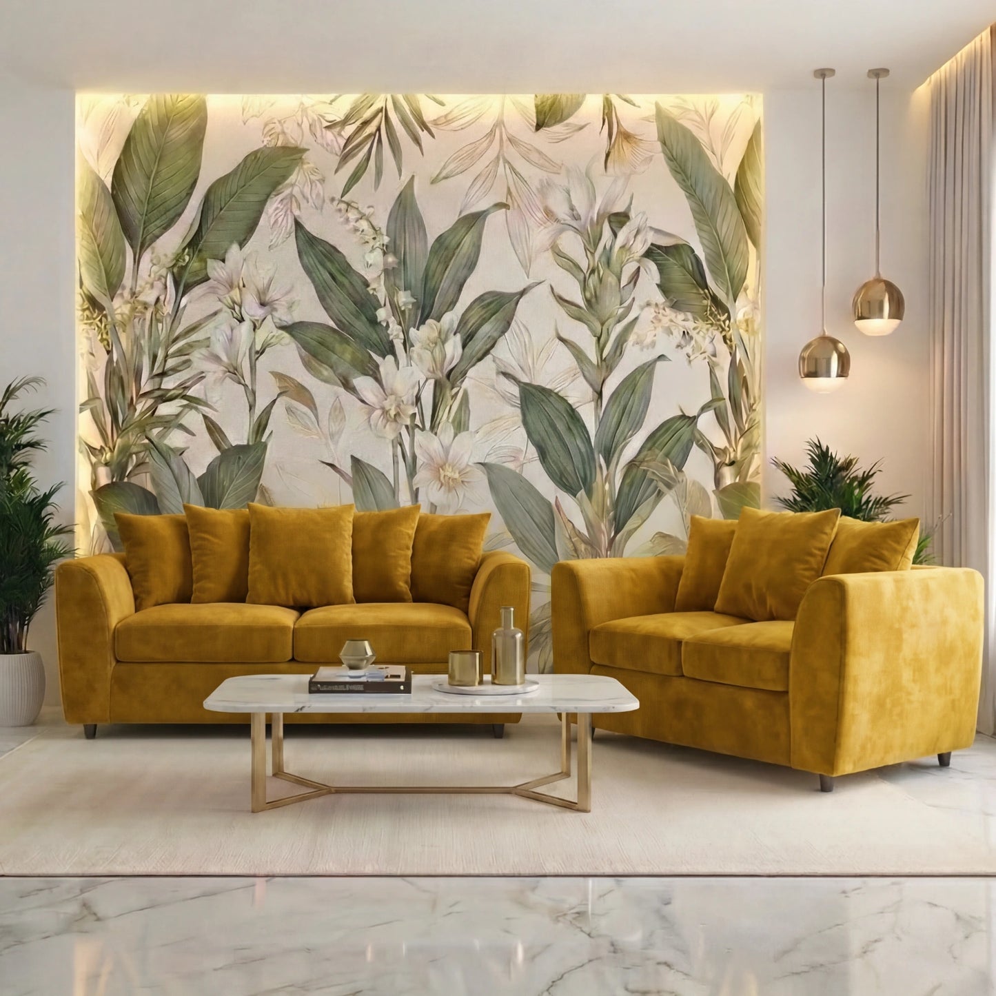 3+2 seater Mustard
