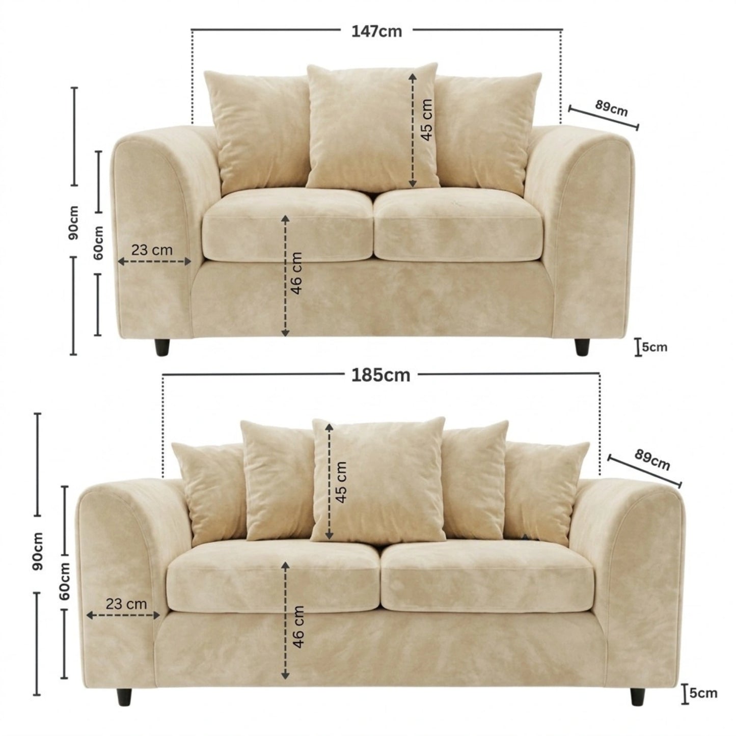 3+2 seater Cream