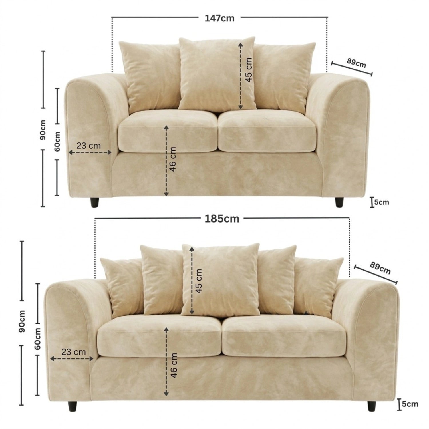 3+2 seater Cream