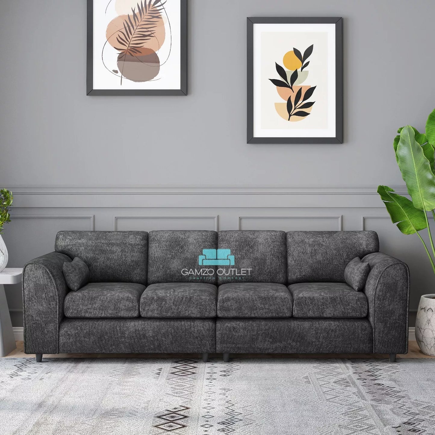 Alaska Fabric 4 Seater Full Back Sofa