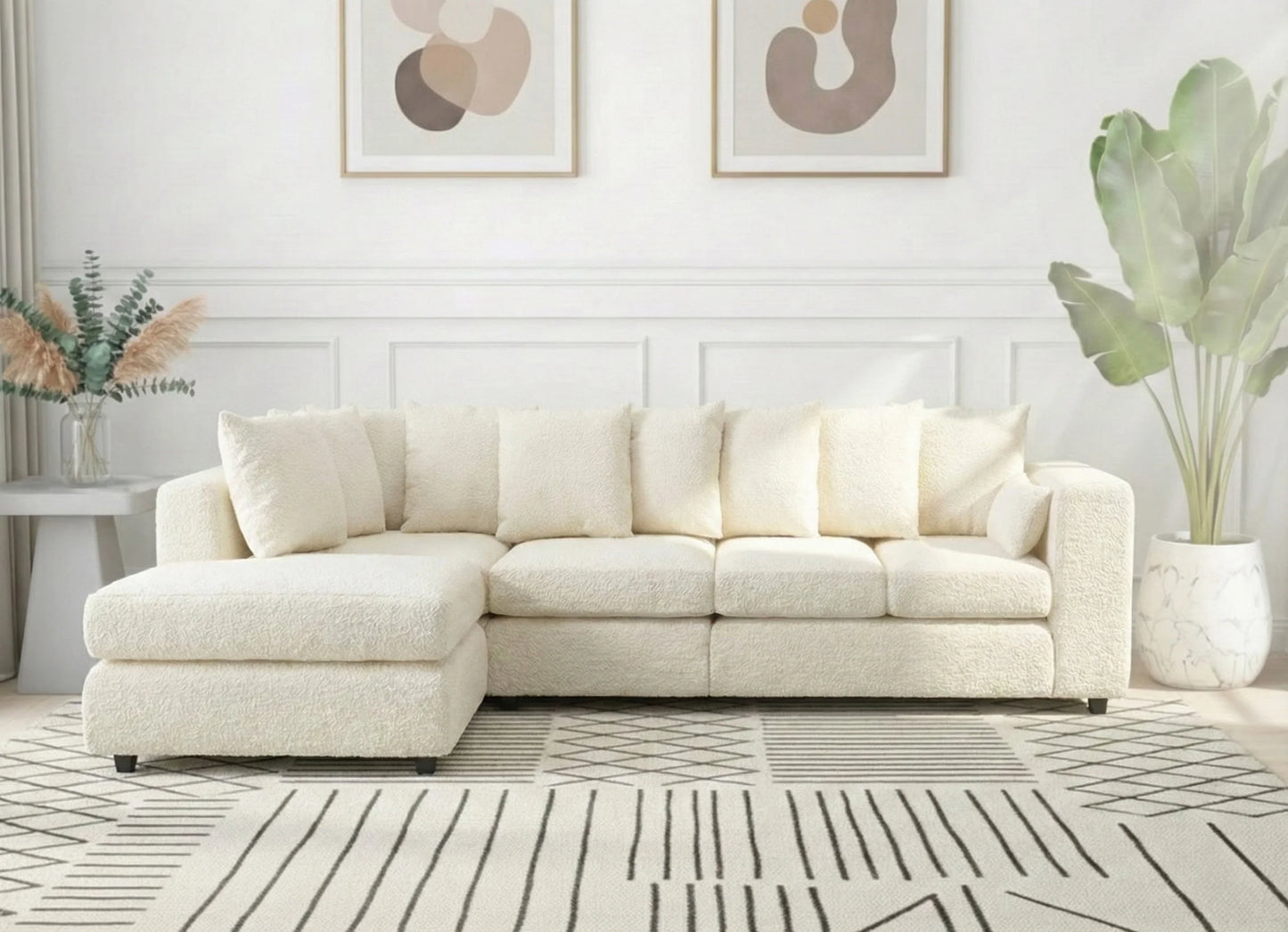 Boucle Scatter Back XL L Shape Sofa - Gamzo Outlet