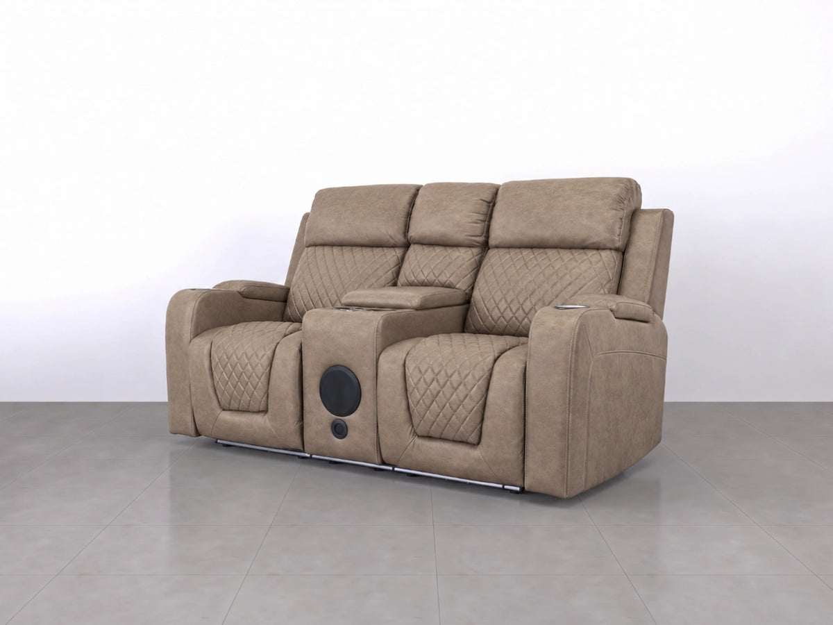 Mocha Model B electric recliner 2-seater sofa by Gamzo Outlet with plush cushions and modern design.