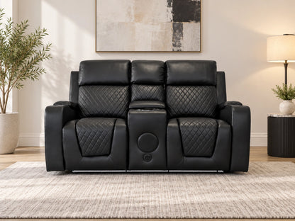Black Model B electric 2-seater recliner sofa by Gamzo Outlet with plush cushions and modern design.