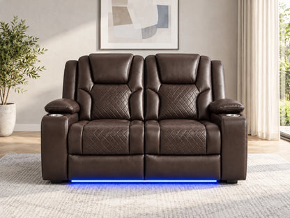 Brown two-seater Model O electric recliner sofa by Gamzo Outlet, featuring plush upholstery and modern design for comfortable seating.
